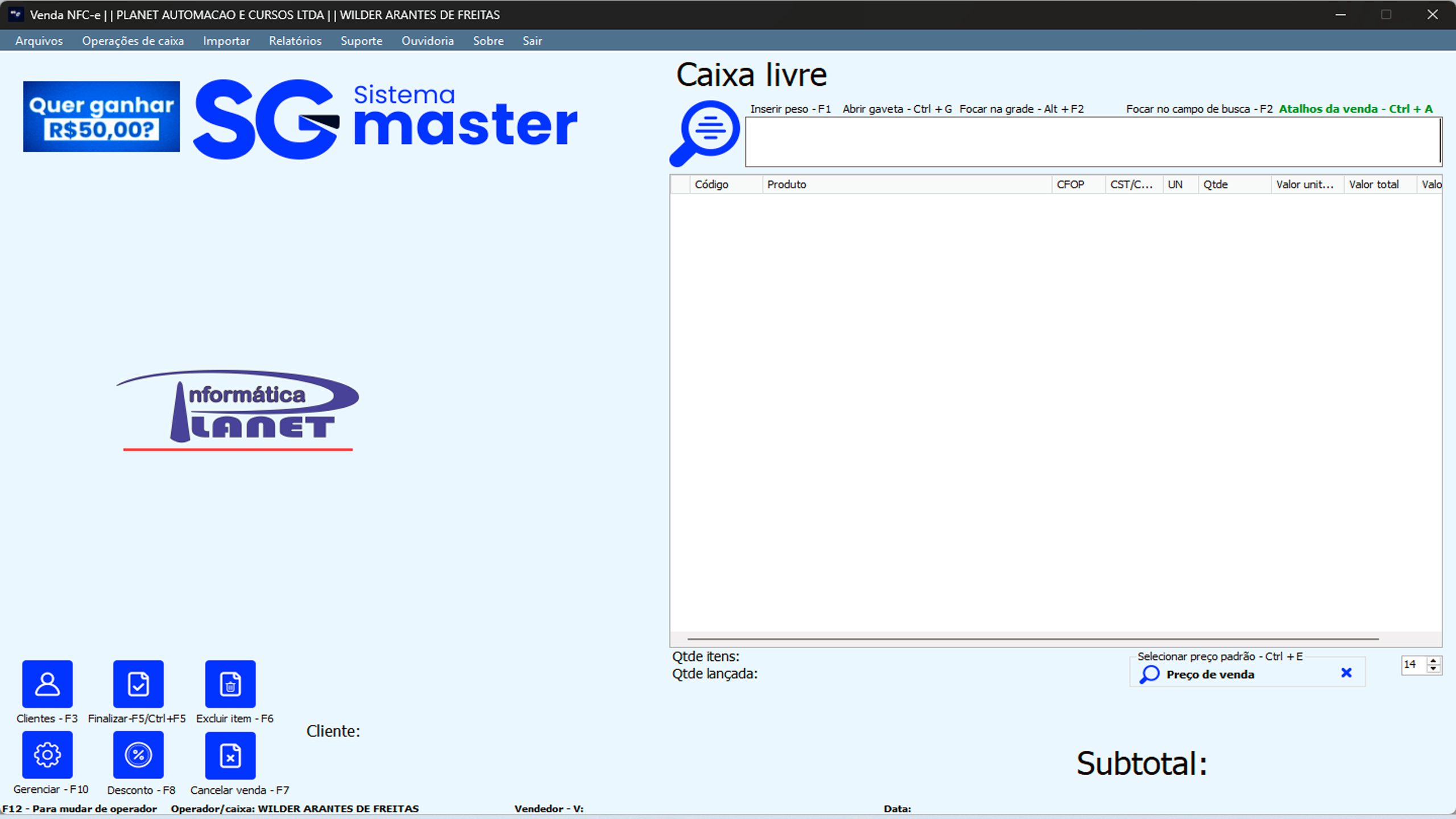 SG Master - Versão Básica - NFC-e